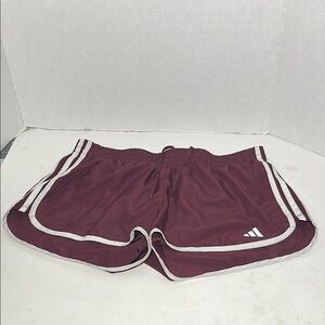 Adidas Red Athletic Shorts Lightweight Polyester
